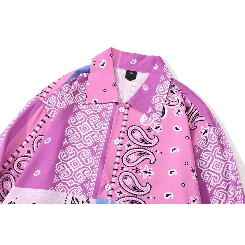 [EWQ] Spring Japan Patchwork Bandana Shirt Print Streetwear Shirts Long Sleeve Blouse Plus Size Tops Trendy Ladies Shirts 210225