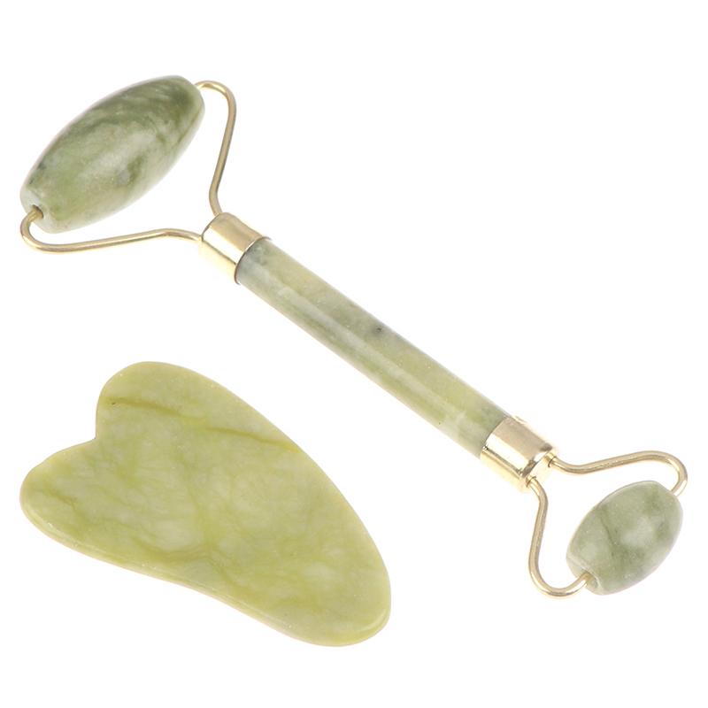 Full Body Massager 10Pcs/1 Set Roller And Gua Sha Tools By Natural Jade Scraper With Stones For Facial Skin Care