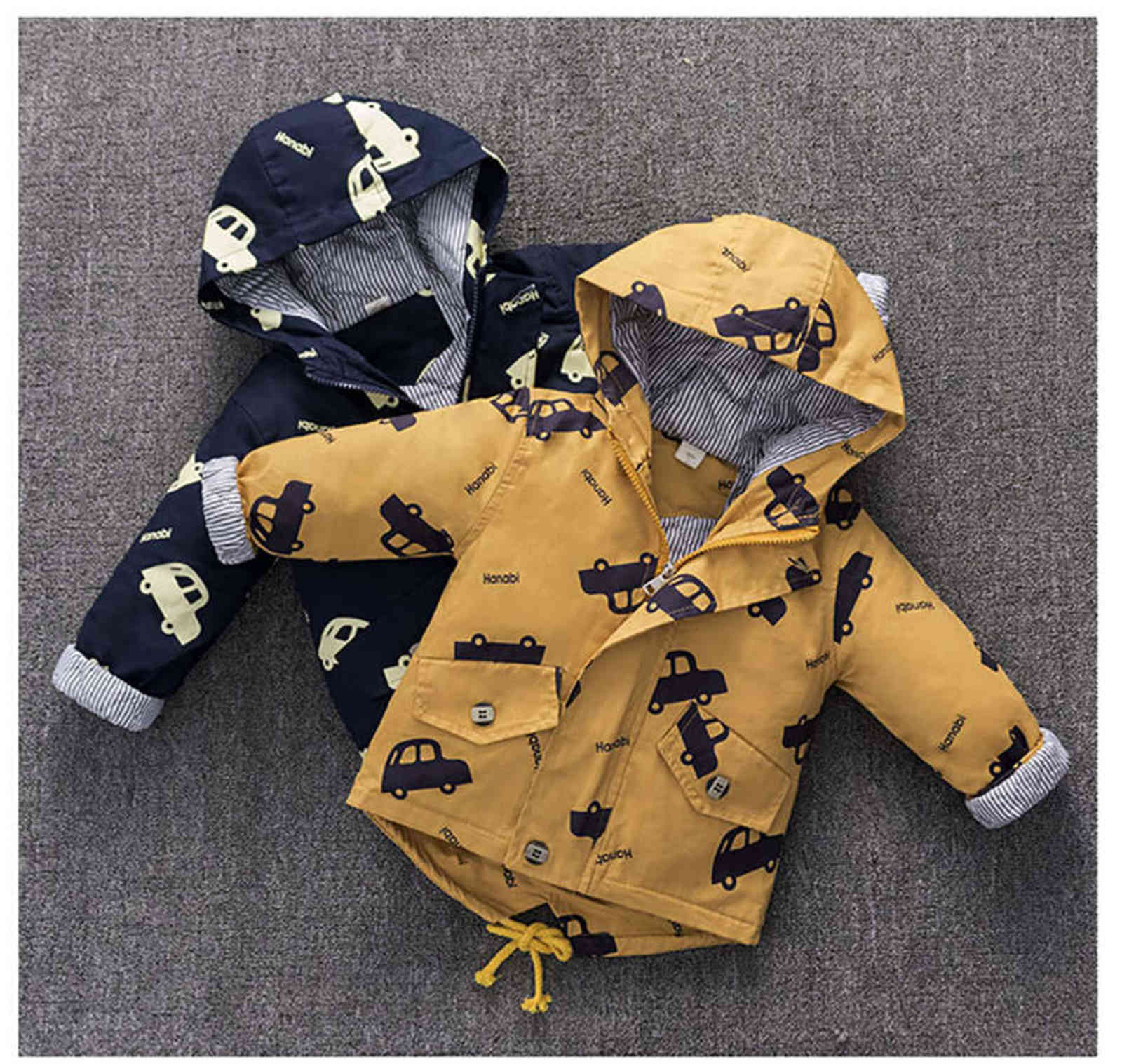 Winter Boys Jackets Thick Warm Outerwear Child Catoon Hooded Coats Plus Velvet Kids Windbreaker Baby Coats Clothing 211111