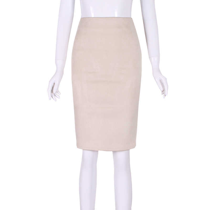 Sexy Multi Color Suede Midi Pencil Skirt Women Fashion Elastic High Waist Office Lady Bodycon Skirts Saias 210607