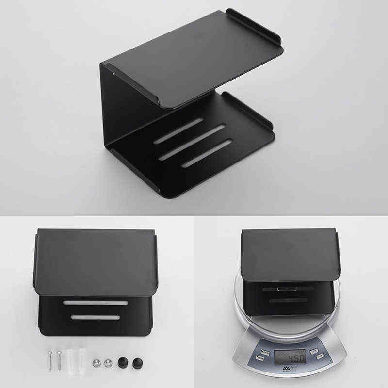 MOLI Punch Free Black Matte Bathroom Soap Holder Stainless Steel Soap Dish Wall Mounted Bath Bathroom Shelves Soap Basket MLE114 211119