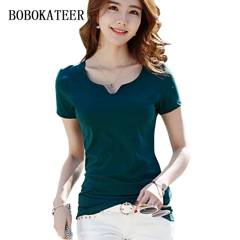 BOBOKATEER summer t shirt women tshirt tee shirt femme ropa mujer verano short sleeve tops cotton plus size women clothes 210306