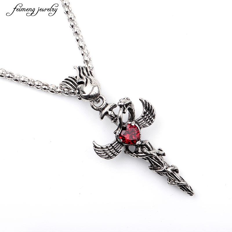 Pendant Necklaces Men's Punk Titanium Unique Charm Sharp Sword & Snake Red Heart Stainless Steel For Men Christmas
Pendant Necklaces Men's Punk Titanium Unique Charm Sharp Sword & Snake Red Heart Stainless Steel For Men Christmas