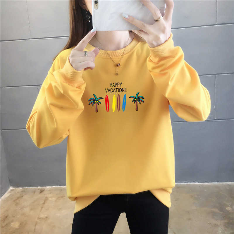Women's sweater 2021 new Korean women's thin round neck student print loose women's autumn and winter long sleeve coat, White
Women's sweater 2021 new Korean women's thin round neck student print loose women's autumn and winter long sleeve coat, White