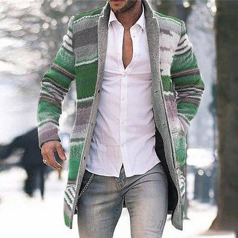 Explosive spring 2021 Coats mid-length cardigan sweater printed windbreaker long-sleeved jacket men