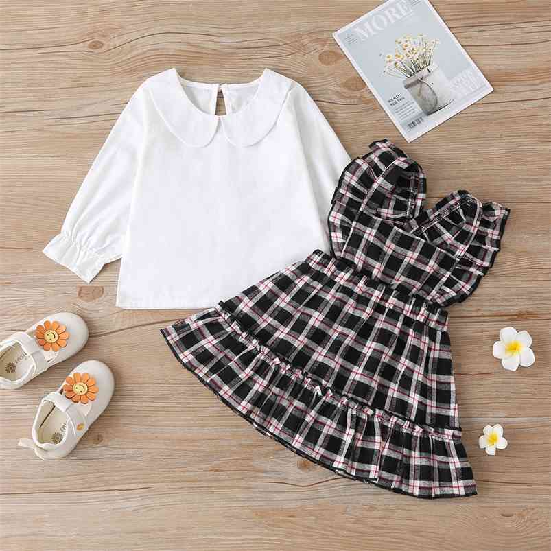 Winter Children Sets Long Sleeve Peter Pan Collar White T-shirt Fishtail Skirt Cute 2Pcs Girls Boys Clothes 0-2T 210629
Winter Children Sets Long Sleeve Peter Pan Collar White T-shirt Fishtail Skirt Cute 2Pcs Girls Boys Clothes 0-2T 210629
