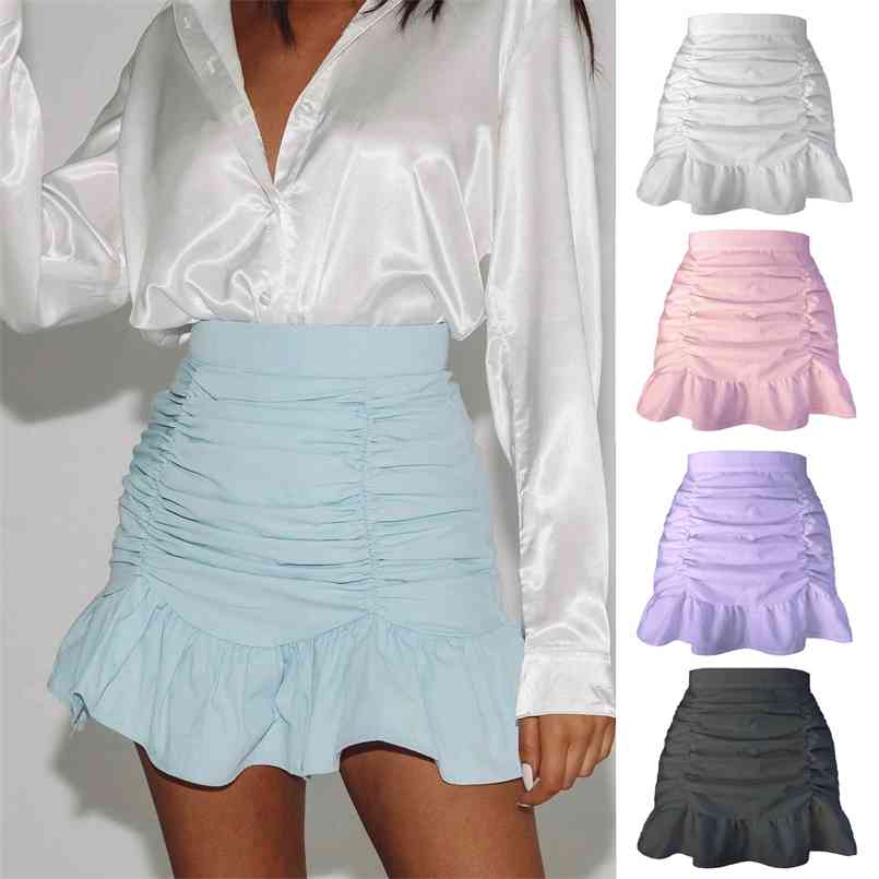 Faldas Mujer Moda High Waist Solid A-Line Short Skirts Women Summer Pleated Ruffled Zipper Fish Tail Sexy Mini Skirt 210708, Pp
Faldas Mujer Moda High Waist Solid A-Line Short Skirts Women Summer Pleated Ruffled Zipper Fish Tail Sexy Mini Skirt 210708, Pp