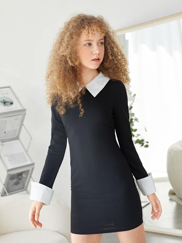 Teen Girls Contrast Collar Dress SHE