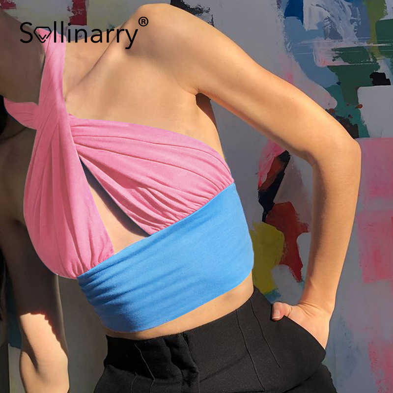 Sollinarry Sexy green cotton tank tops for women Fashion night club crop top ladies Solid short high street women top 210709