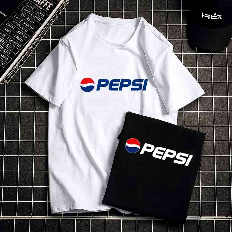 Cotton tide brand short sleeve t-shirt Pepsi Cola top summer new men's black and white loose bottomed T-shirt, White;black 
Cotton tide brand short sleeve t-shirt Pepsi Cola top summer new men's black and white loose bottomed T-shirt, White;black