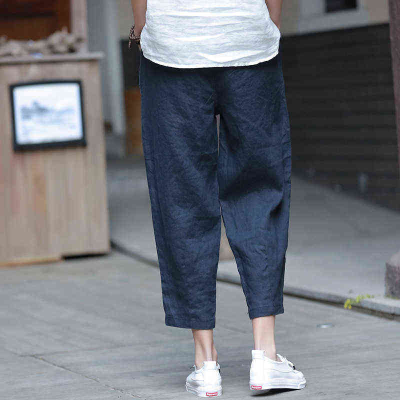 Johnature Style Casual Loose Women Calf-length Pants Spring Summer Fashion Solid Cotton Linen 211115