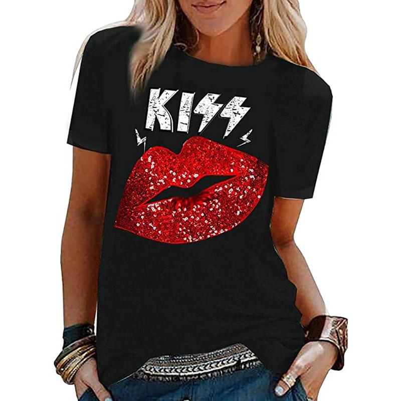 Women's T-Shirt YICIYA Summer Womens Short Sleeve Sequin Tops Tees Red Mouth Lip Kiss Womenswear O-Neck Harajuku T-shirts Top, White
Women's T-Shirt YICIYA Summer Womens Short Sleeve Sequin Tops Tees Red Mouth Lip Kiss Womenswear O-Neck Harajuku T-shirts Top, White
