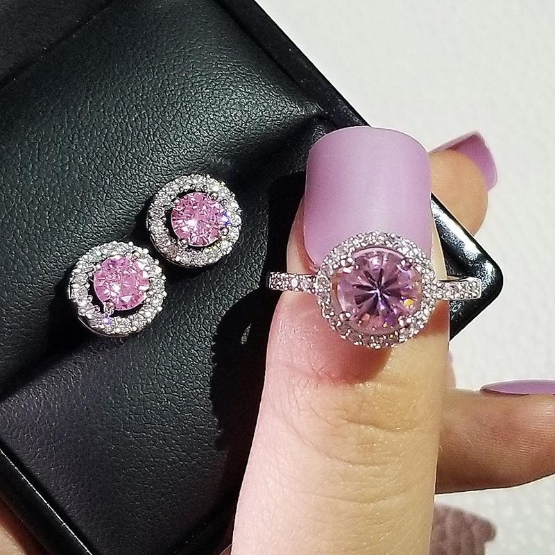 Earrings & Necklace 2pcs Pack Silver Color Bride Cushion Cut Zircon Jewelry Set Engagement Ring Stud Earring For Women Gift J416-pink
Earrings & Necklace 2pcs Pack Silver Color Bride Cushion Cut Zircon Jewelry Set Engagement Ring Stud Earring For Women Gift J416-pink