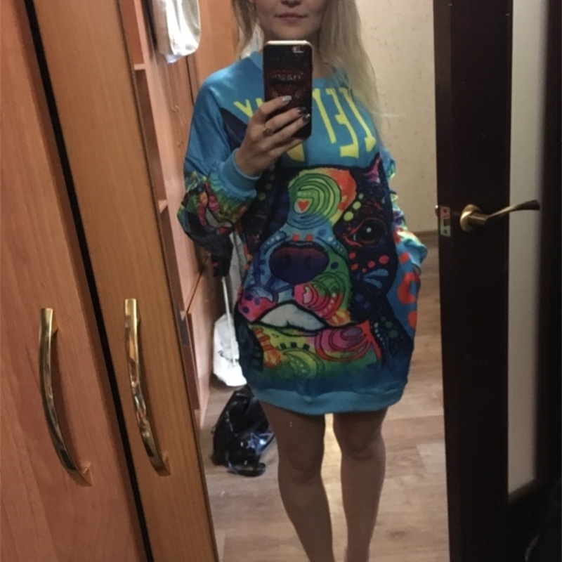 autumn casual sweatshirts women cute puppy letters dog print loose pullover o-neck long sleeve chic girls 201204