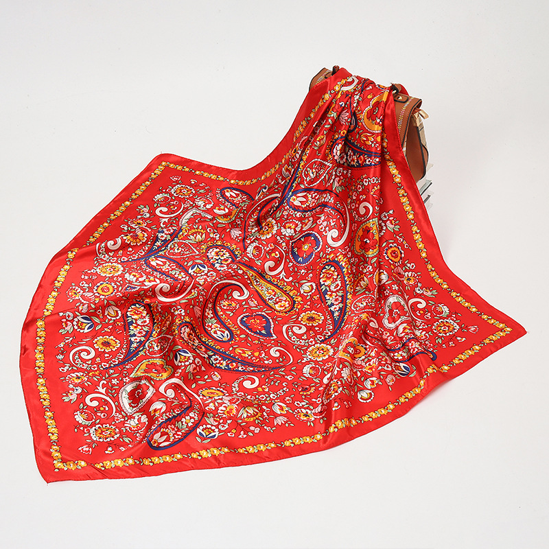 Bohemia Printed Silk Scarves Women 90*90cm Square Head Hijab Scarf Ladies Spring Shawl Wrap Muffler Pareo Bandanna Female