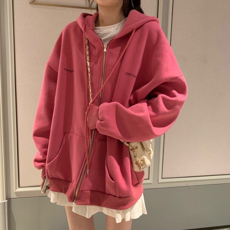 plus size Hoodies Women Harajuku streetwear kawaii oversized zip up sweatshirt clothing korean style long sleeve tops 201102
