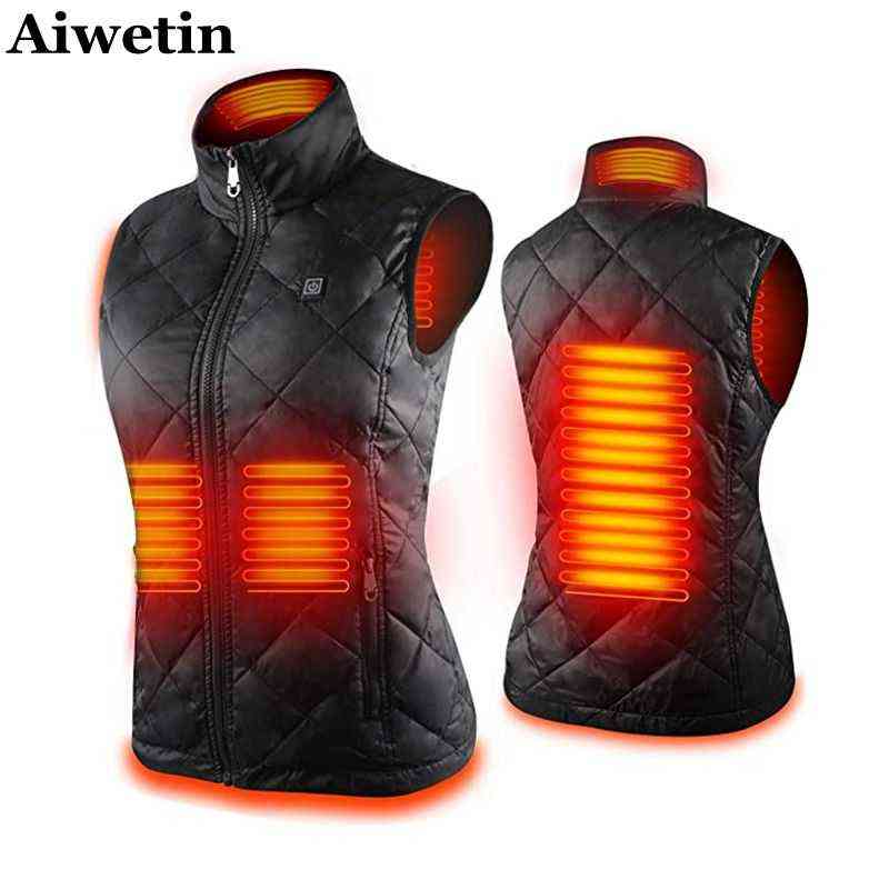 Women Heating Vest Autumn and Winter Cotton Vest USB Infrared Electric Heating suit Women Flexible Thermal Winter Warm Jacket 211105