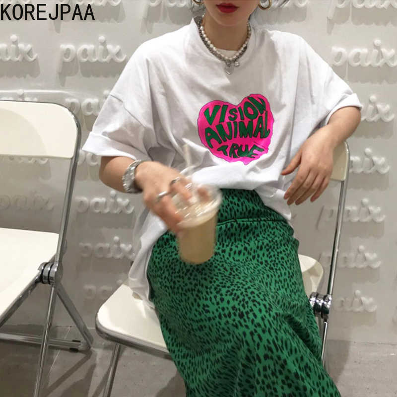Korejpaa Women Set Summer Korean Chic All-Match Round Neck Loose Contrast Color Letter Printing T-Shirt Retro Leopard Skirt 210708, White t-shirt
Korejpaa Women Set Summer Korean Chic All-Match Round Neck Loose Contrast Color Letter Printing T-Shirt Retro Leopard Skirt 210708, White t-shirt