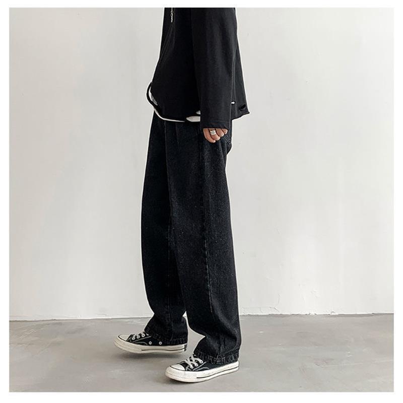 Streetwear Baggy Jeans Men Plus Size S-5XL Fashion Loose Straight Wide Leg Pants Black Light Blue Male Casual Clothing 220308