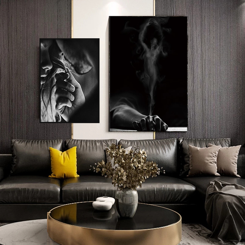 Nordic Girl Black and White Backgroun Posters and Prints Wall Art Canvas Painting Modern Picture For Living Room Decor NoFrame