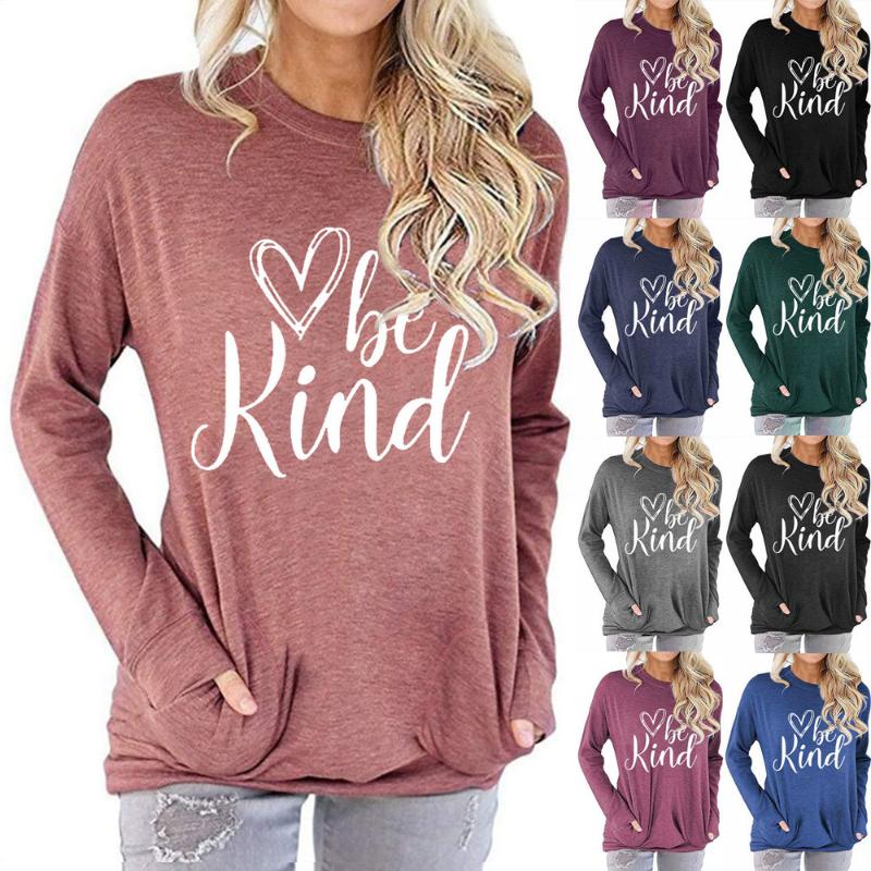 Women' T-Shirt T Shirt Women Pocket Fleece Love Be Kind Letters Printing Round Neck Long Sleeve Female Tee Tshirts Drop CAN0047, Randomcolor
Women' T-Shirt T Shirt Women Pocket Fleece Love Be Kind Letters Printing Round Neck Long Sleeve Female Tee Tshirts Drop CAN0047, Randomcolor