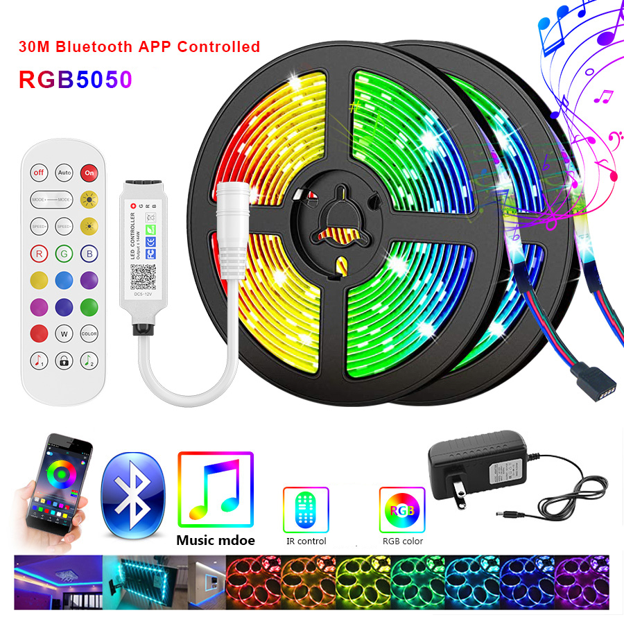Bluetooth Led Strips Lights 5050 Non-Waterproof WIFI With Phone APP Contro RGB Flexible Tape Leds Ribbon 5M 10M 15M 30M
Bluetooth Led Strips Lights 5050 Non-Waterproof WIFI With Phone APP Contro RGB Flexible Tape Leds Ribbon 5M 10M 15M 30M