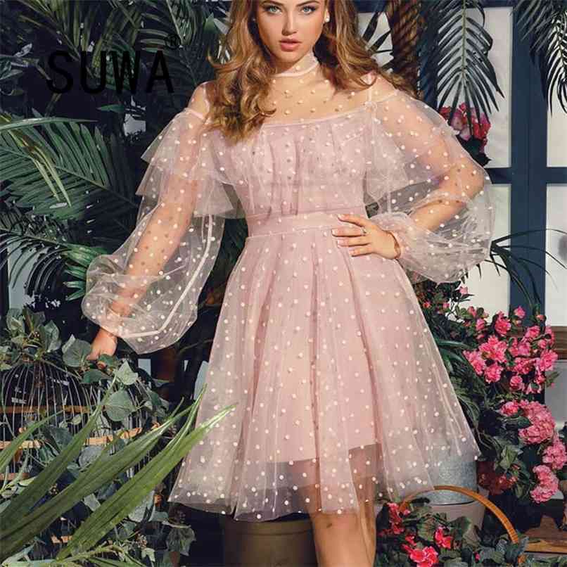 Women Pink Clothing Recommend Korean Style Dot Mesh Patchwork Elegant Sweet Girl Party And Wedding A-Line Dress 210525
Women Pink Clothing Recommend Korean Style Dot Mesh Patchwork Elegant Sweet Girl Party And Wedding A-Line Dress 210525