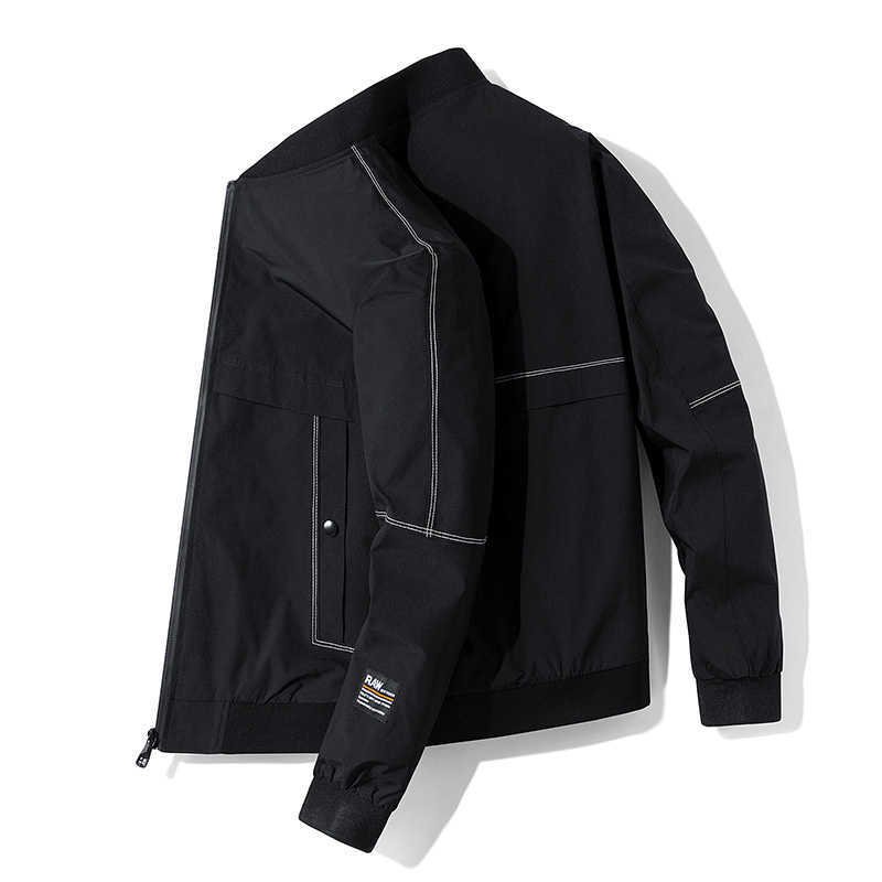High Quality Men Coat Jacket Zipper Outwear Coat Male Spring Autumn Solid Casual Jacket Male Polyester Casual Coats Mens 211009
