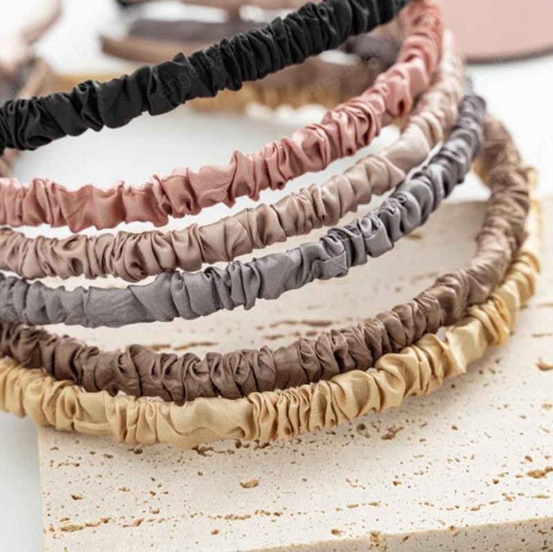 Silky Hairbands Pleated Women Head Hoops Candy Color Girls Hair Sticks Elegant Headband Hair Accessories 6 Colors Optional