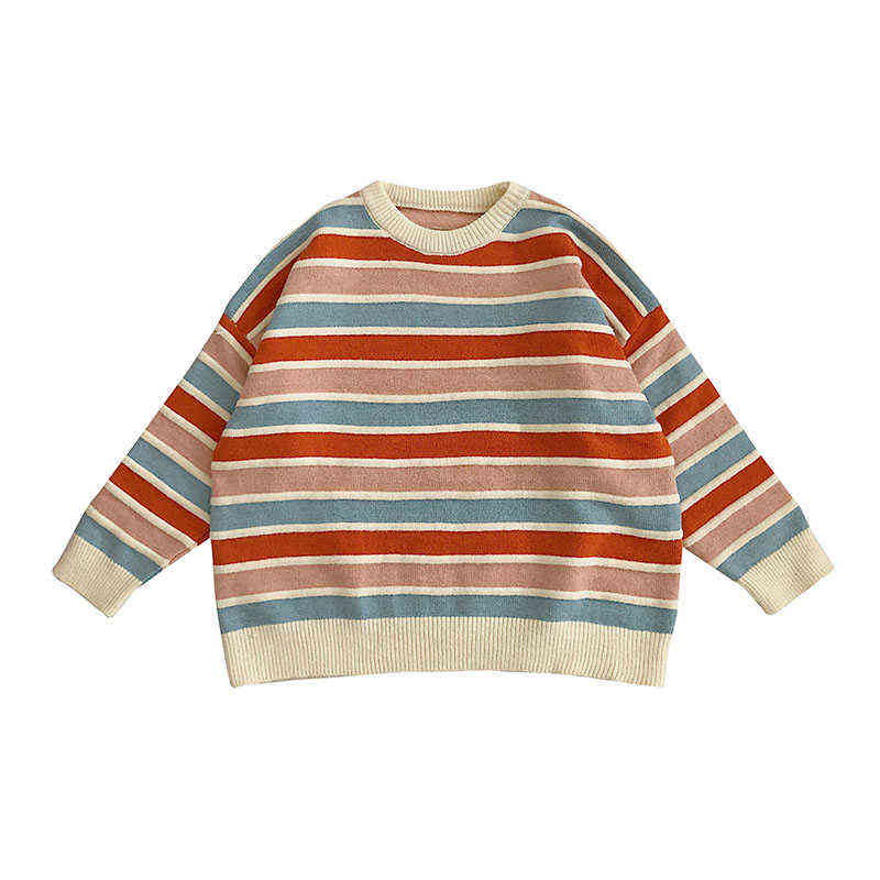 Women Stripe Sweater Autumn Winter Loose Long Sleeve Pullover Tops Korean Ladies Knitted Patchwork Korean Sweaters 211109