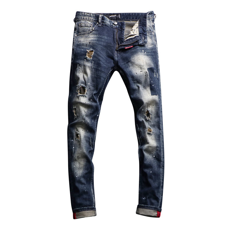 2021 New Italian Style Fashion Retro Blue Destroyed Ripped Baggy Pants High Quality Streetwear Designer Hip Hop Jeans Men 9ss1
2021 New Italian Style Fashion Retro Blue Destroyed Ripped Baggy Pants High Quality Streetwear Designer Hip Hop Jeans Men 9ss1