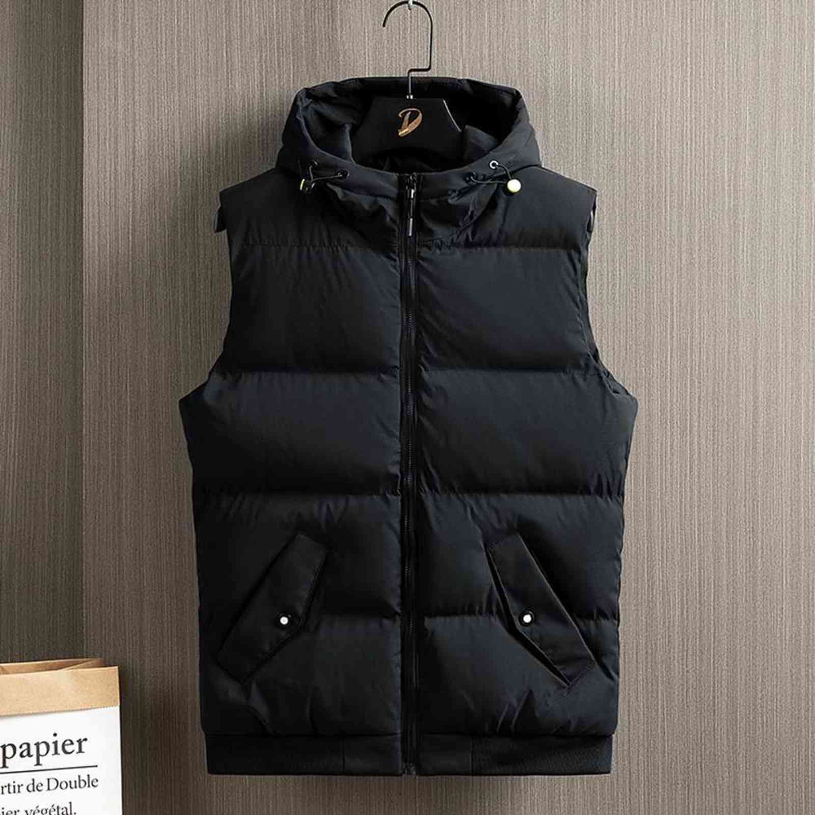 Orange Vest Jacket Men Sleeveless Jacket Autumn Hip Hop Streetwear Waistcoat Men Vest Coat Cotton Padded Puffer Vests Men 211111