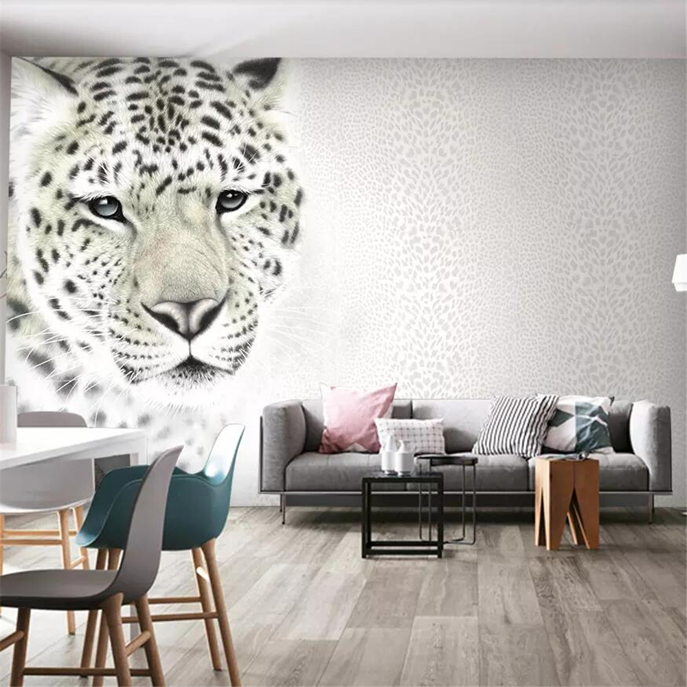 Modern fashion leopard leopard living room TV background wall custom large mural green wallpaper papel de parede