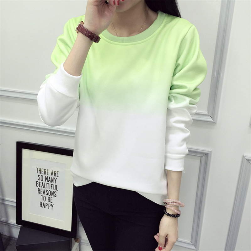 Fall Winter Fashion Cool Gradient Hit Color Women Hoodies Sweatshirt Street Full Sleeve Loose M-XXL Tracksuits Female 201217