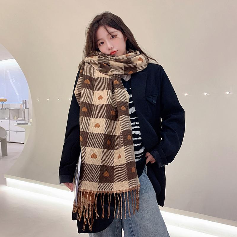Berets Love Plaid Long Imitation Cashmere Scarf Autumn And Winter 2021 Korean Version Of Tassel Double-sided Thickening Student Shawl, Black
Berets Love Plaid Long Imitation Cashmere Scarf Autumn And Winter 2021 Korean Version Of Tassel Double-sided Thickening Student Shawl, Black