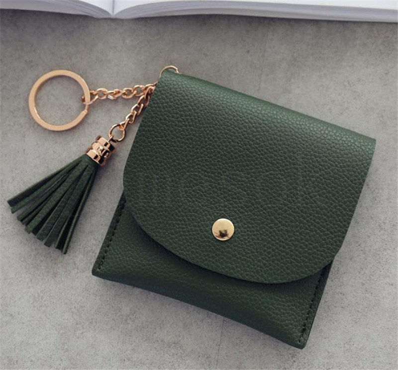 Wallets Women Coin Purse Ladies Pu Leather Tassel & Metal Ring Clutch Keychain Thin Key Bag Card Holders Mini Pouch DB502 Y260206