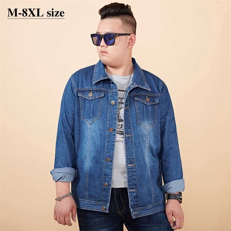 Plus Size 5XL 6XL 7XL 8XL Men's Denim Jacket Autumn Coat Classic Design Lapel Fashion Casual Brand Clothes 211110, Blue
Plus Size 5XL 6XL 7XL 8XL Men's Denim Jacket Autumn Coat Classic Design Lapel Fashion Casual Brand Clothes 211110, Blue