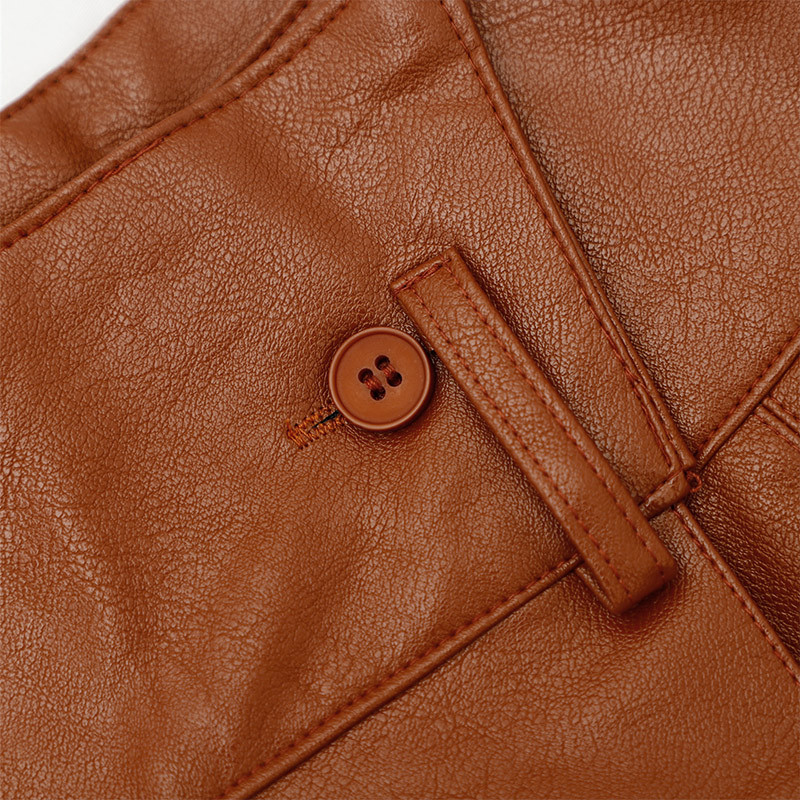 PU Irregular Split Leather Womens Skirt High Waist Brown Female Skirts Streetwear Solid Spring AllMatch Ladies Bottom 210306
