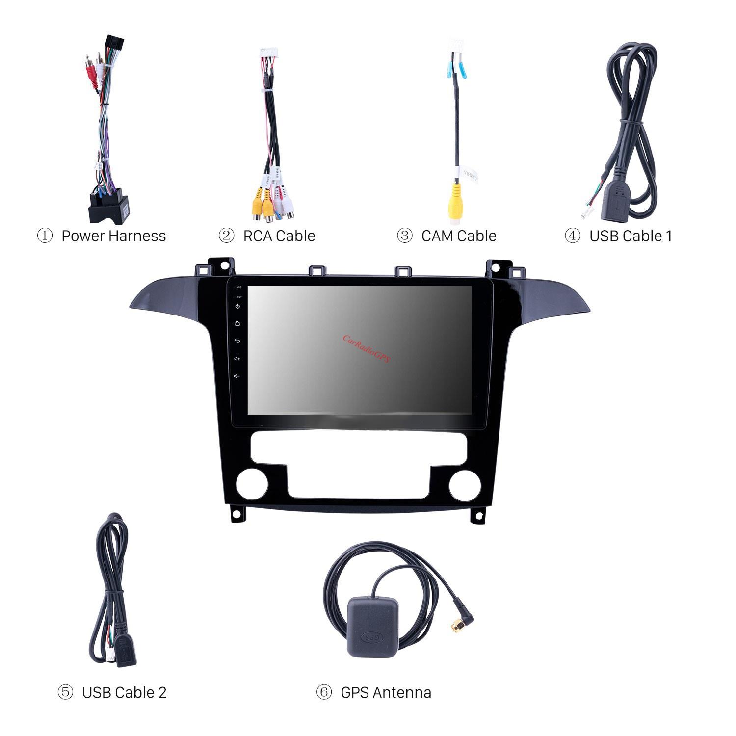 Android Car Dvd Player 9 Inch Gps Navigation System Audio Stereo for Ford S-Max 2007-2008 Auto A/C