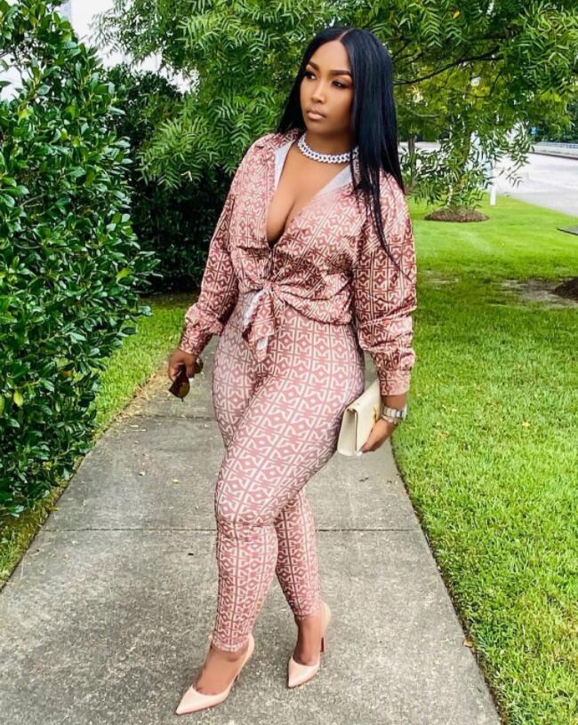 European and American Women's Two Piece Pants 2021 casual plong-sleeved shirt printing suit, Brown
European and American Women's Two Piece Pants 2021 casual plong-sleeved shirt printing suit, Brown