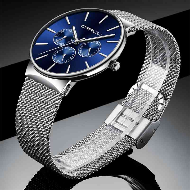 Mens Watches CRRJU Fashion Brand Luxury Quartz Men Casual Slim Mesh Steel Date Waterproof Sport Relogio Masculino 210608, 2112-bsb
Mens Watches CRRJU Fashion Brand Luxury Quartz Men Casual Slim Mesh Steel Date Waterproof Sport Relogio Masculino 210608, 2112-bsb