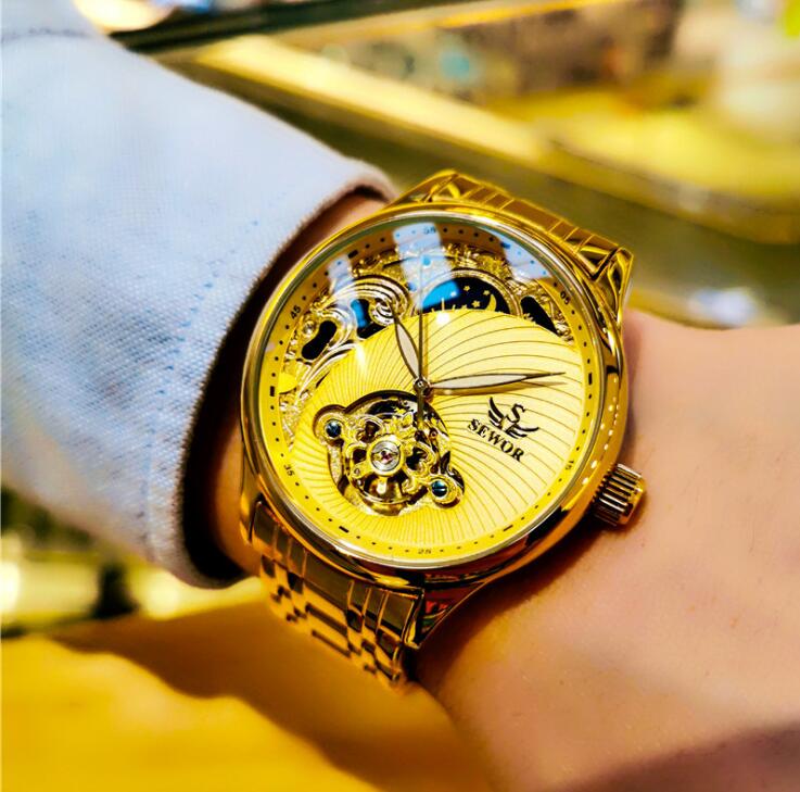 SEWOR mechanical watch Automatic movement watch Stainless steel men's casual fashion watch SEW09, Tow tone black
SEWOR mechanical watch Automatic movement watch Stainless steel men's casual fashion watch SEW09, Tow tone black