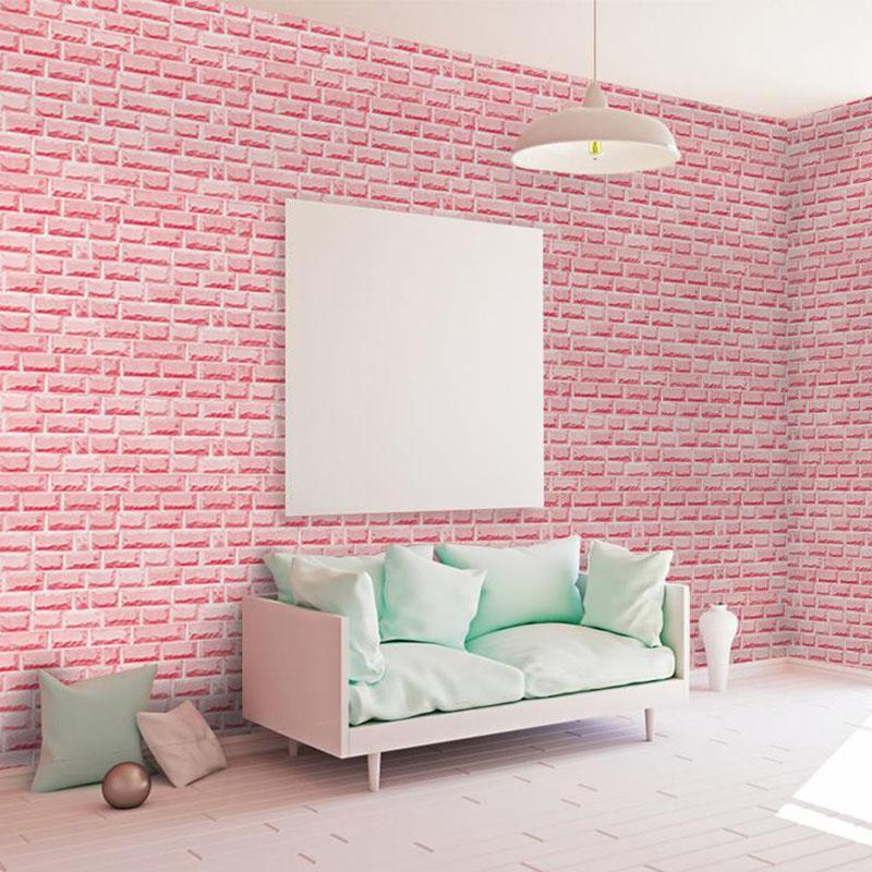 Wallpapers 3D Pink Brick Wall Paper PVC Self Adhesive Wallpaper Roll For Living Room Girls Bedroom Dormitory House Decoration