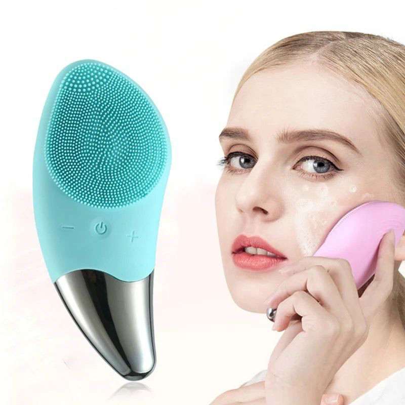 Electric Silicone Face Clean Brush Waterproof Facial Acne Cleansing Beauty Device USB Rechargeable High Frequency Sonic Skin Pore Cleaner and Massage 