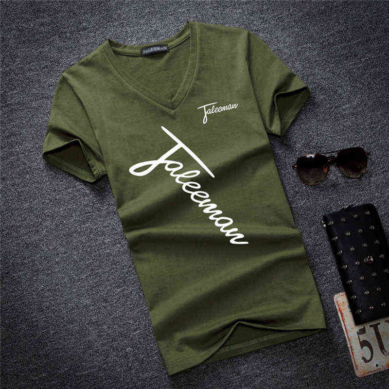 New Fashion Brand Man's T-shirt Printted Slim Short Sleeve T Shirt Men Tee Shirt V-Neck Cotton Casual T Shirts Plus Size S-5XL G1222
