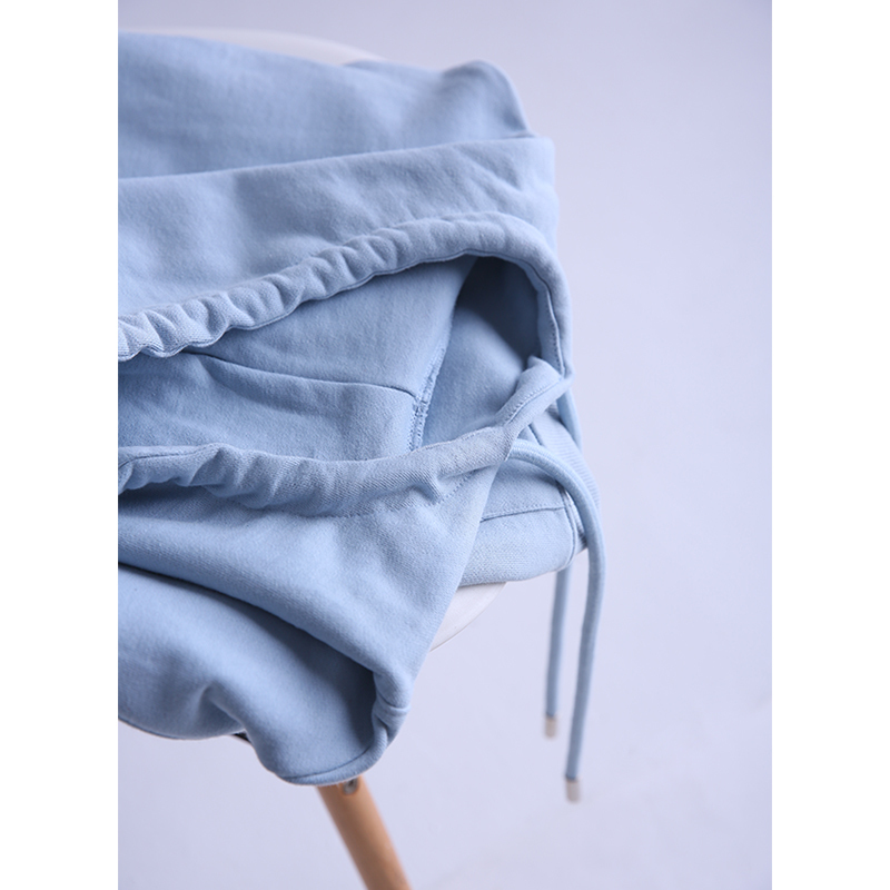MICOCO R2222 Korean version loosefitting joker age reduction fresh light blue texture drawstring hoodie short style hoodie T200723