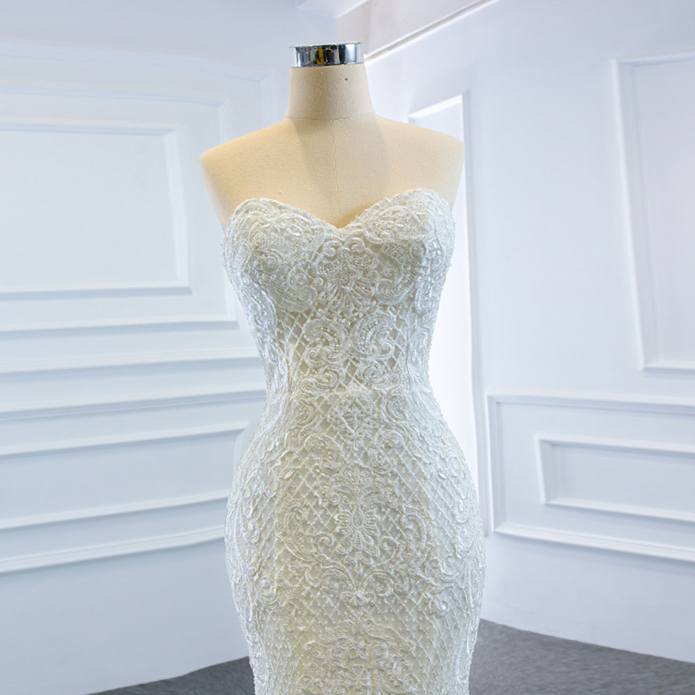 Real picture Wedding Dresses Strapless Sleeve-less Applique Race Wedding Dress Detachable Train Custom Made Vestidos De Novia