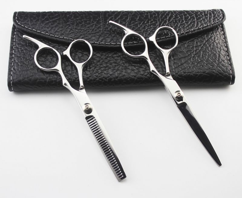 hot sale stainless steel precise polishing cutting/thinning scissors kit with leather case free shipping