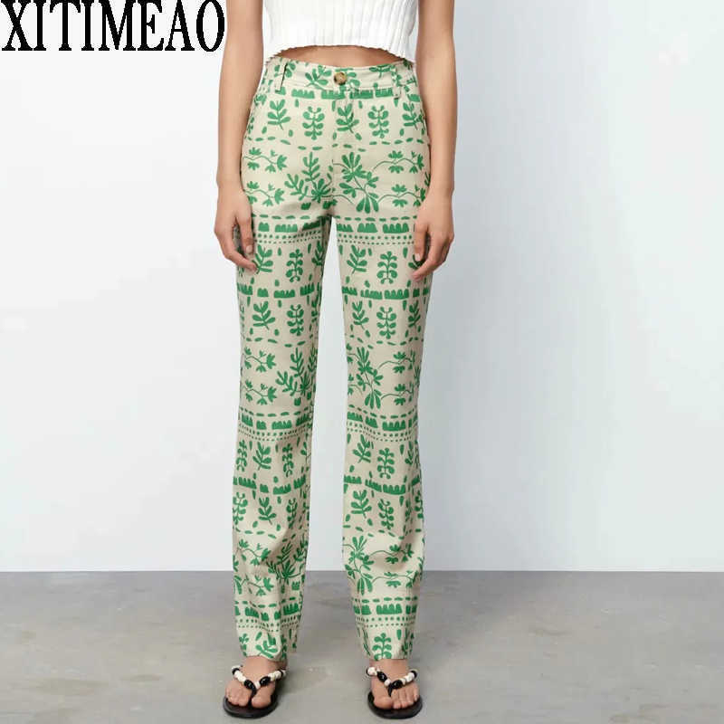 Za Retro printing Long Trousers Lady Streetwear Pants Casual Straight Women Loose XITIMEAO 210604, Green
Za Retro printing Long Trousers Lady Streetwear Pants Casual Straight Women Loose XITIMEAO 210604, Green