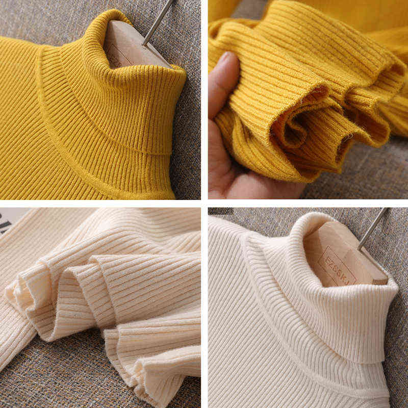 Knitted Women turtleneck Sweater Pullovers spring Autumn Basic Women high neck Sweaters Pullover Slim female top 211109